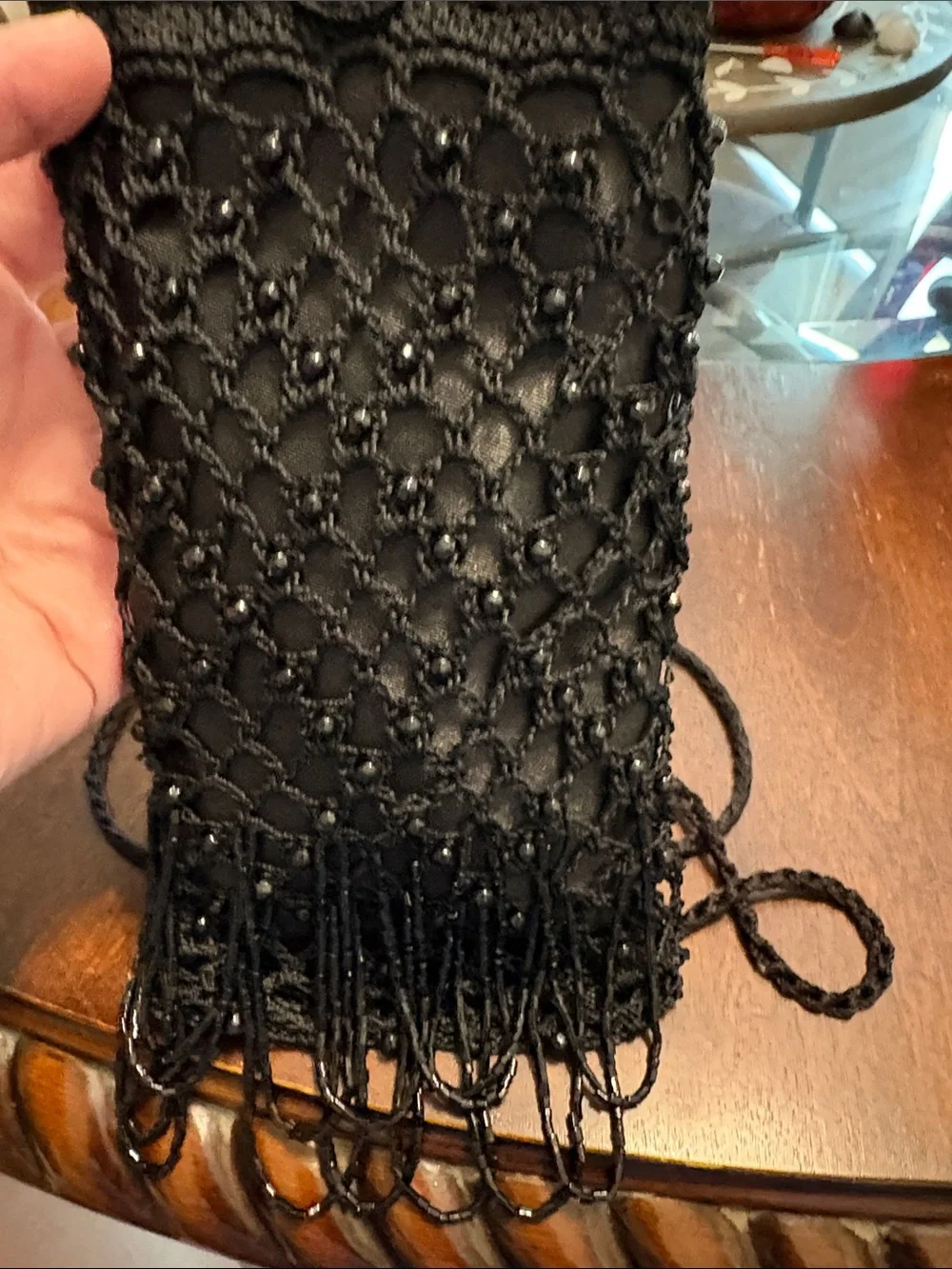 Black Crochet Fringe Crossbody Bag